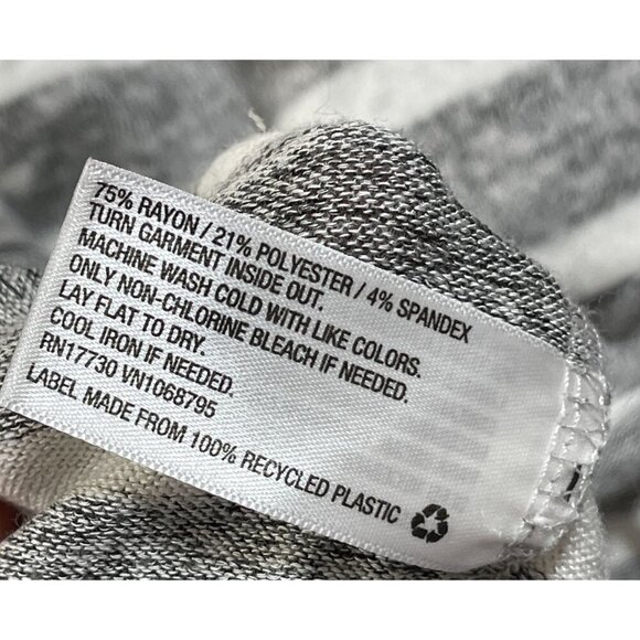 Merona Women's Top Soft Stripe Long Sleeve Gray Cream Size XL Extra Large - Picture 6 of 6